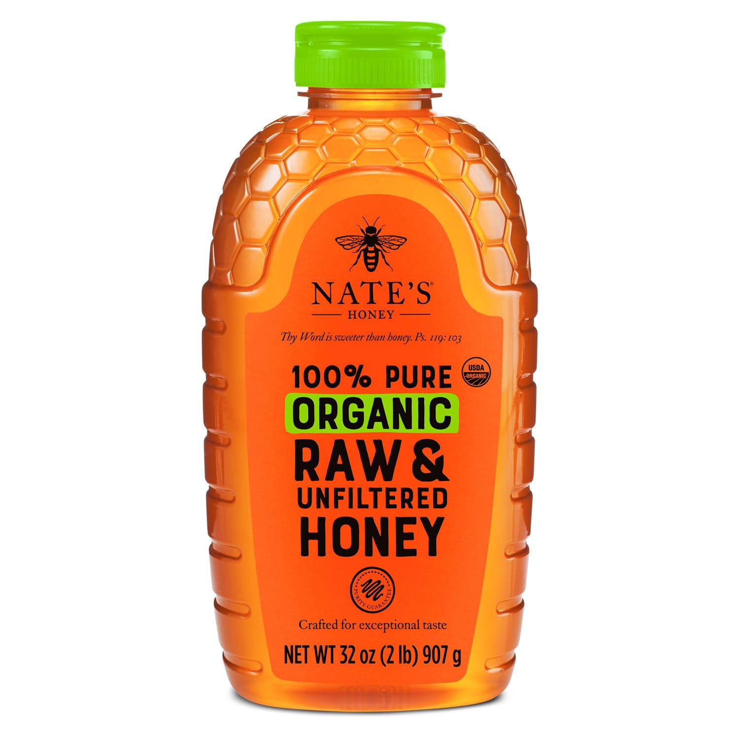 Nate's Organic 100% Pure, Raw & Unfiltered Honey - USDA Certified Organic - 32oz. Squeeze Bottle
