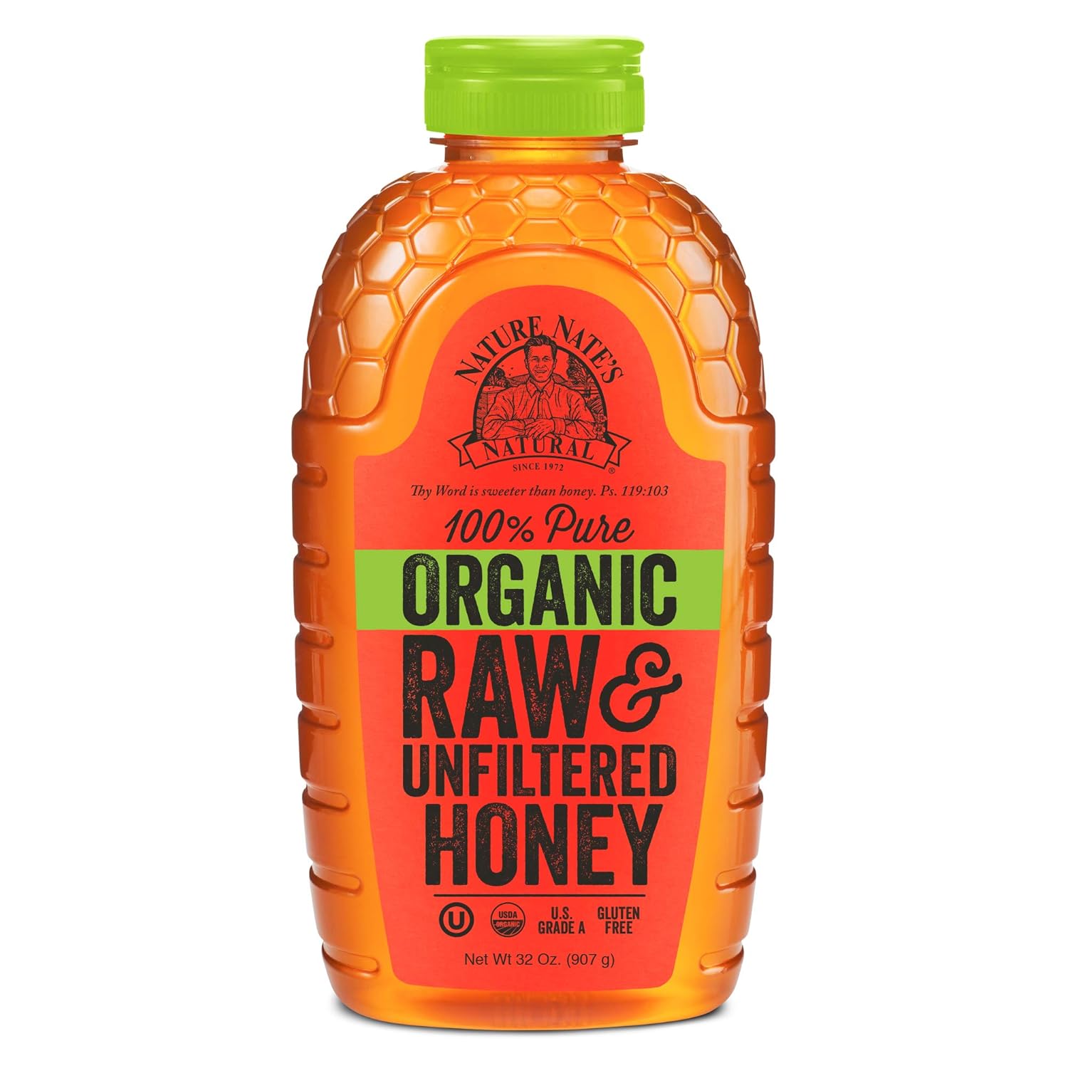 Nature Nate’s 100% Pure Raw & Unfiltered Organic Honey; 32-oz Squeeze Bottle - 12 Pack; Made by Brazilian Bees; Enjoy Honey’s Balanced Flavor and Wholesome Benefits