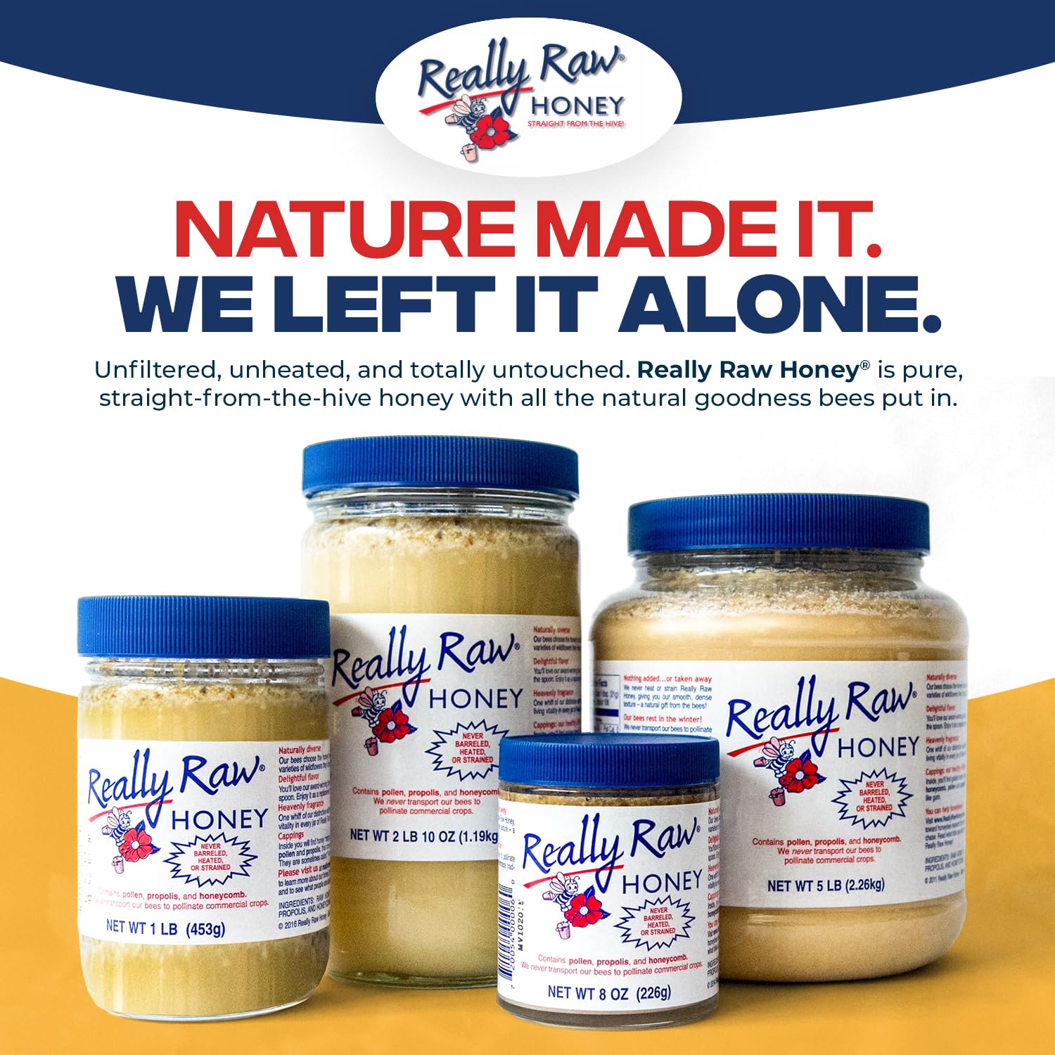 Really Raw Honey, Straight from the Hive, Never Heated or Filtered, Harvested from Small USA Family Farms, Smooth and Dense view 3