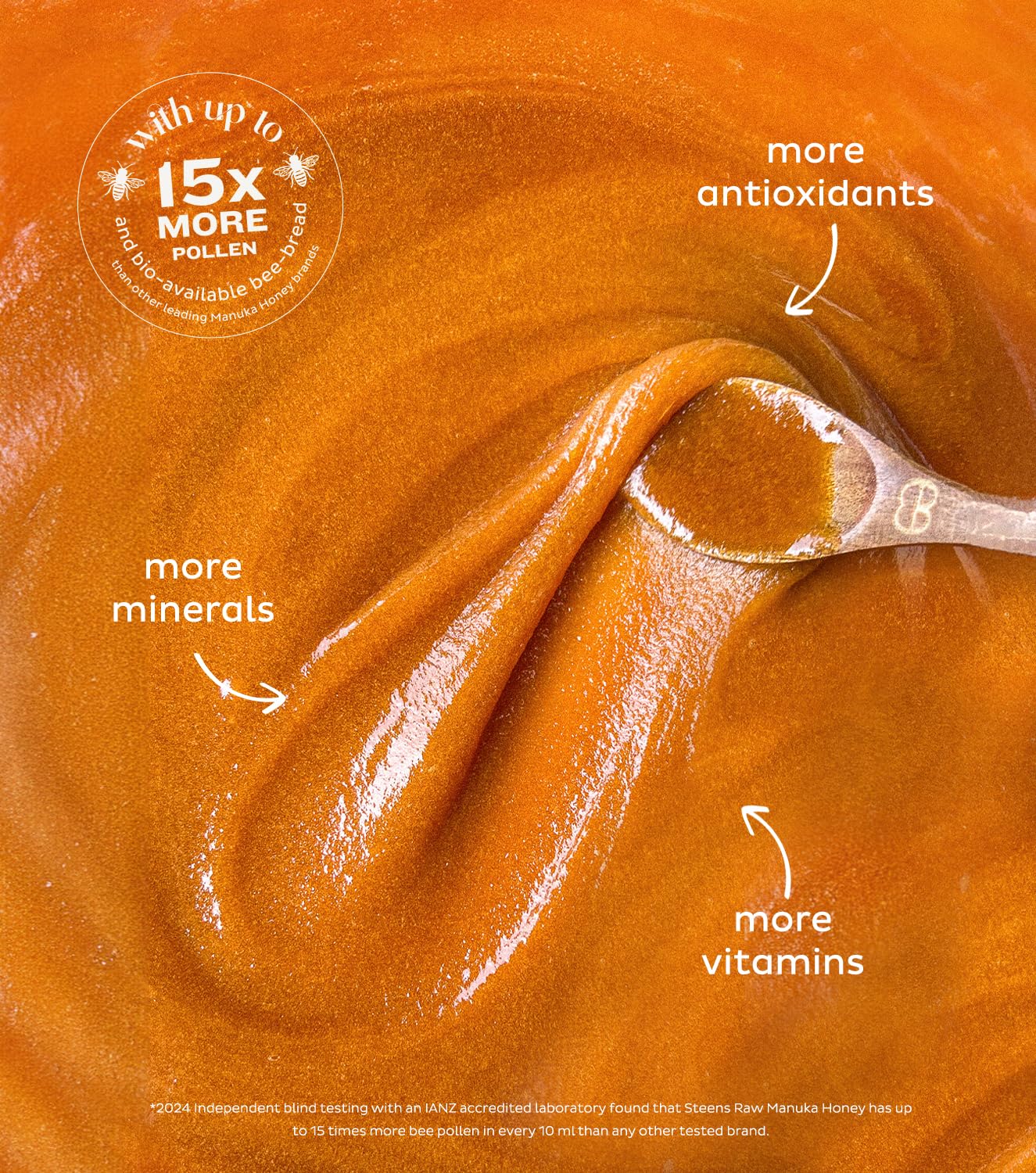 Steens - Raw Manuka Honey UMF 15+ with MGO 514+, Cold Pressed New Zealand Natural Honey, Whole Comb Processed Raw Honey for Face, Skin, and Oral Consumption, Monofloral, 17.6 oz Jar view 2