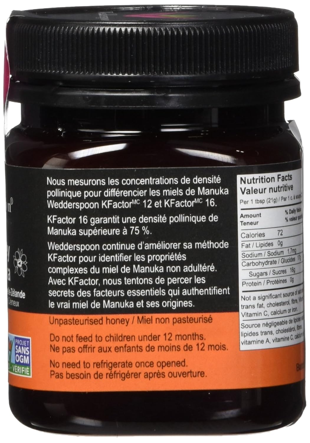 Wedderspoon 100% Raw Manuka Honey - Kfactor 16 - 8oz view 3