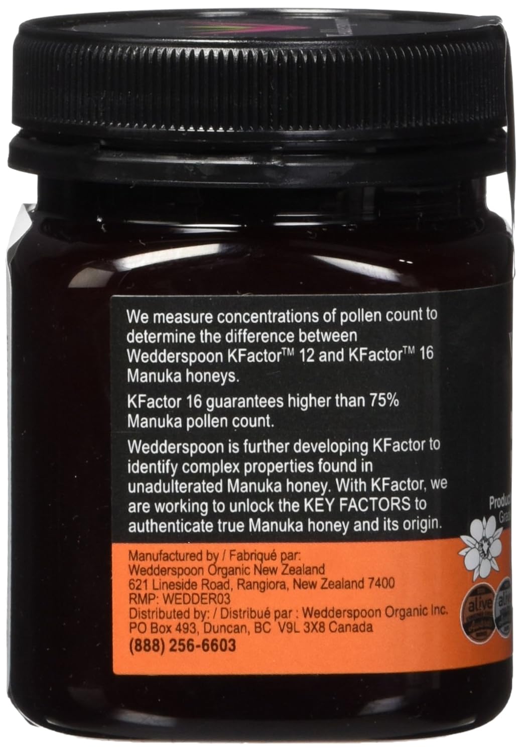 Wedderspoon 100% Raw Manuka Honey - Kfactor 16 - 8oz view 4