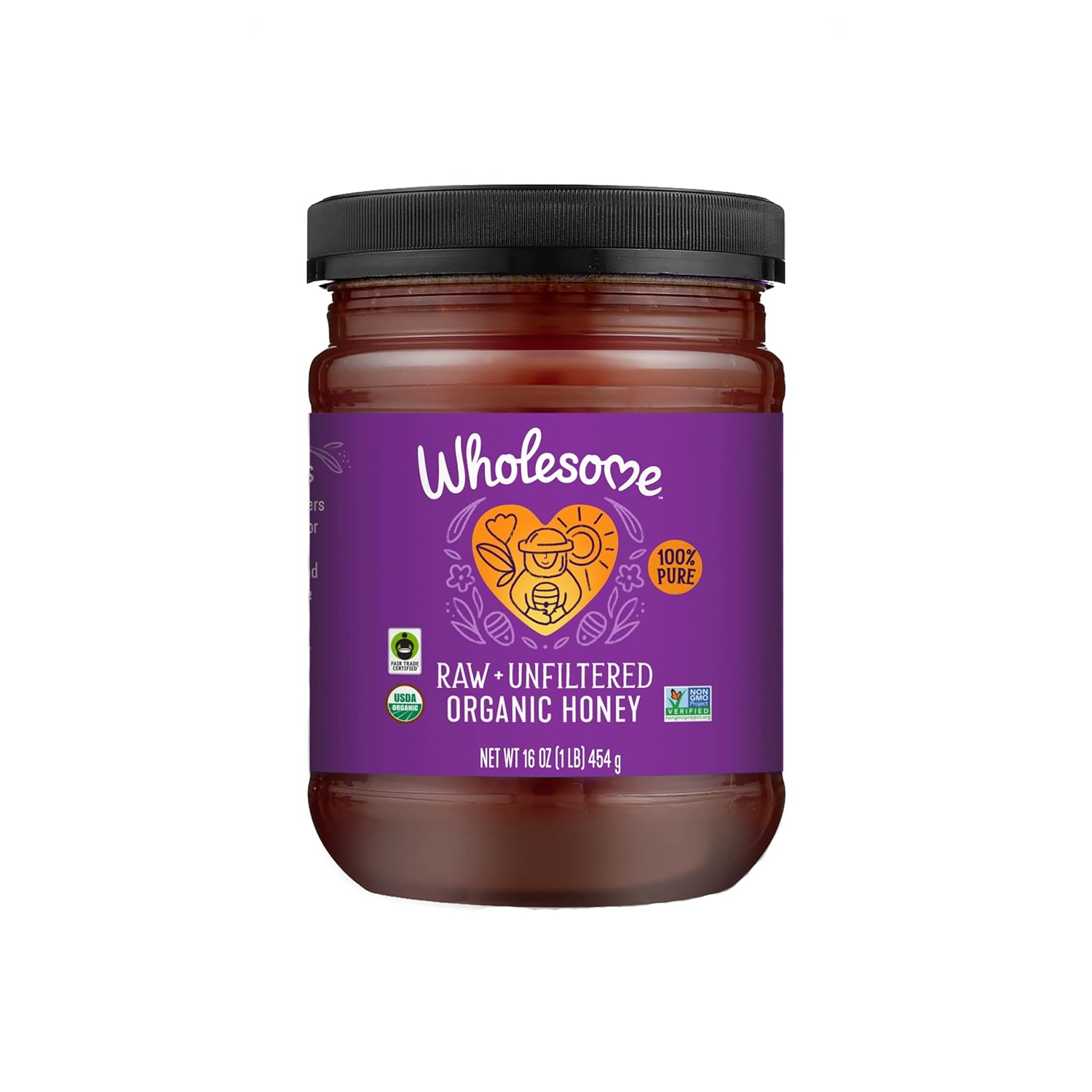 Wholesome Sweeteners Fair Trade Organic Raw Unfiltered Honey, Pure Natural Honey That’s Pesticide Free, Non GMO & Gluten Free, 16 oz