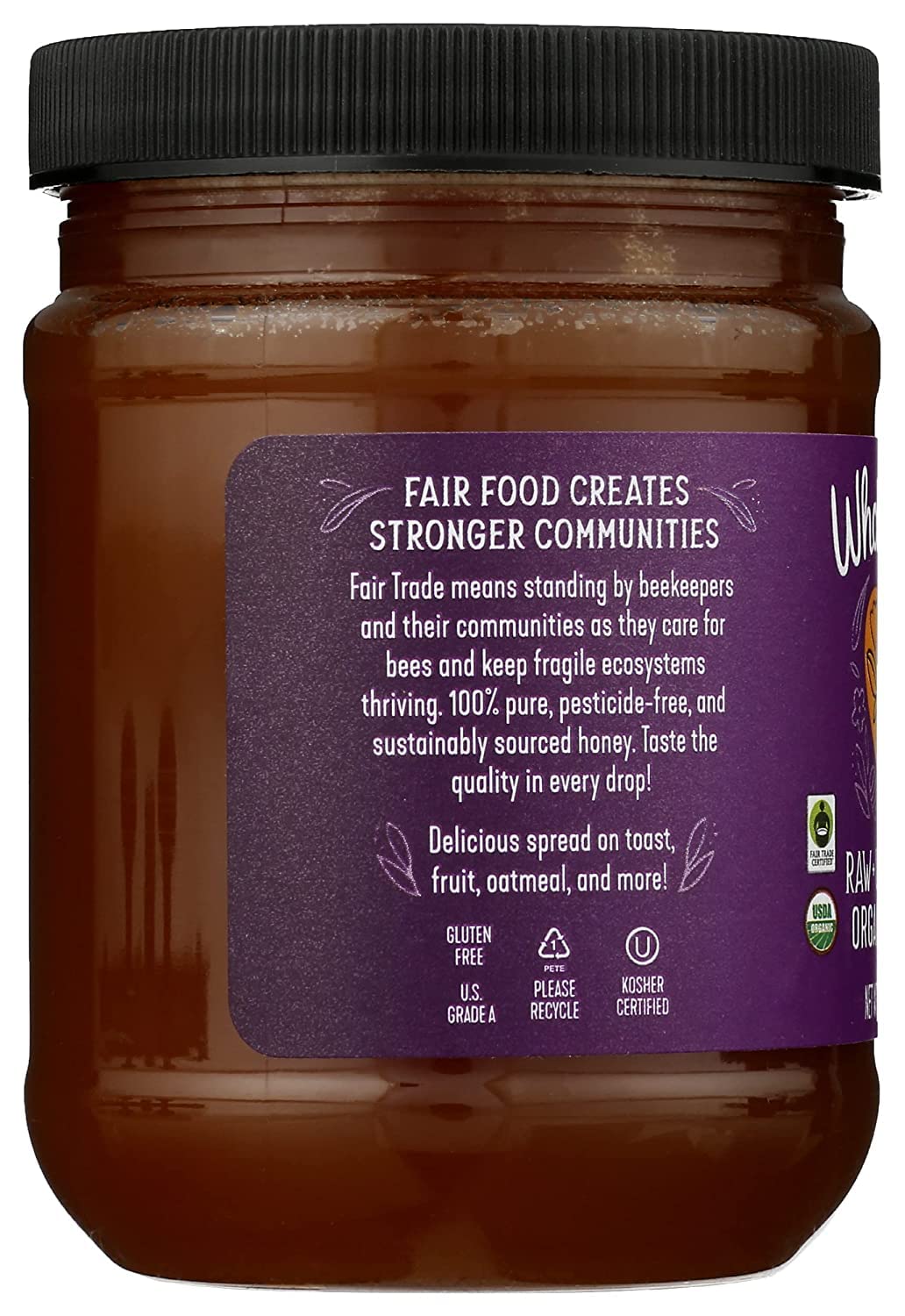 Wholesome Sweeteners Fair Trade Organic Raw Unfiltered Honey, Pure Natural Honey That’s Pesticide Free, Non GMO & Gluten Free, 16 oz view 3