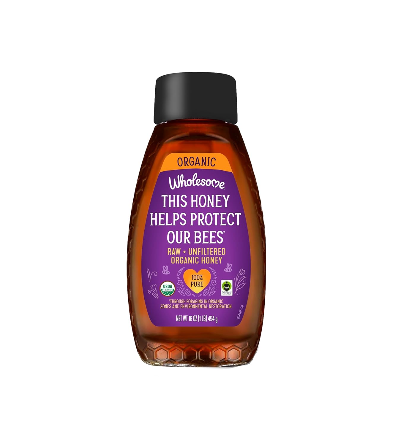 Wholesome Sweeteners 16-Ounce Organic Raw Unfiltered Honey Bottle, 100% Pure, Fair Trade Certified, Non GMO Project Verified, & Gluten Free, 1 Pack