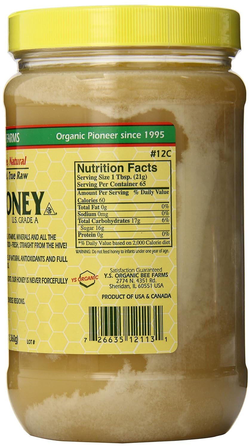 YS Eco Bee Farms RAW HONEY - Raw, Unfiltered, Unpasteurized - Kosher 3lbs view 2