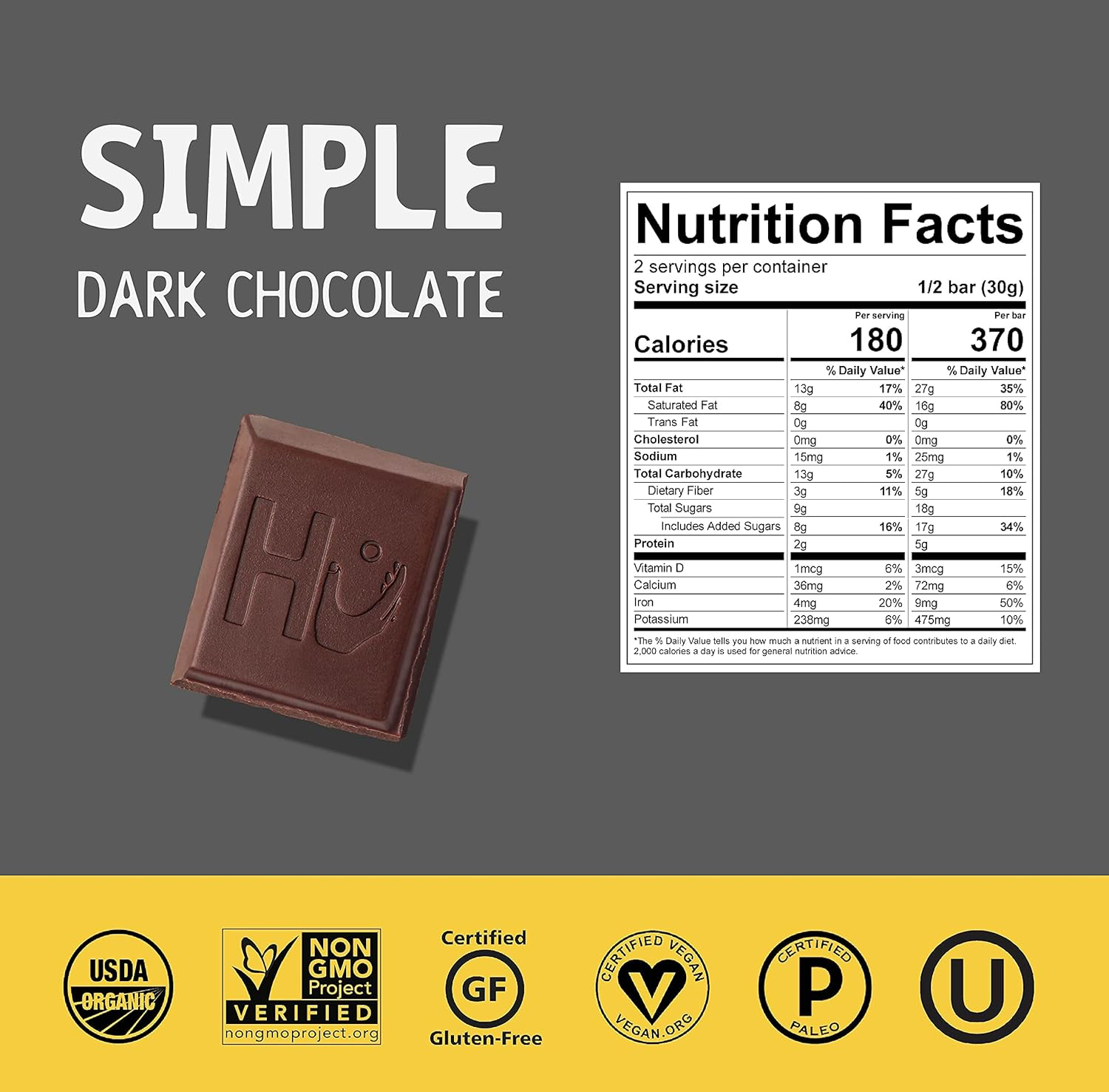 Hu Simple Dark Chocolate 70% 4-Pack view 2