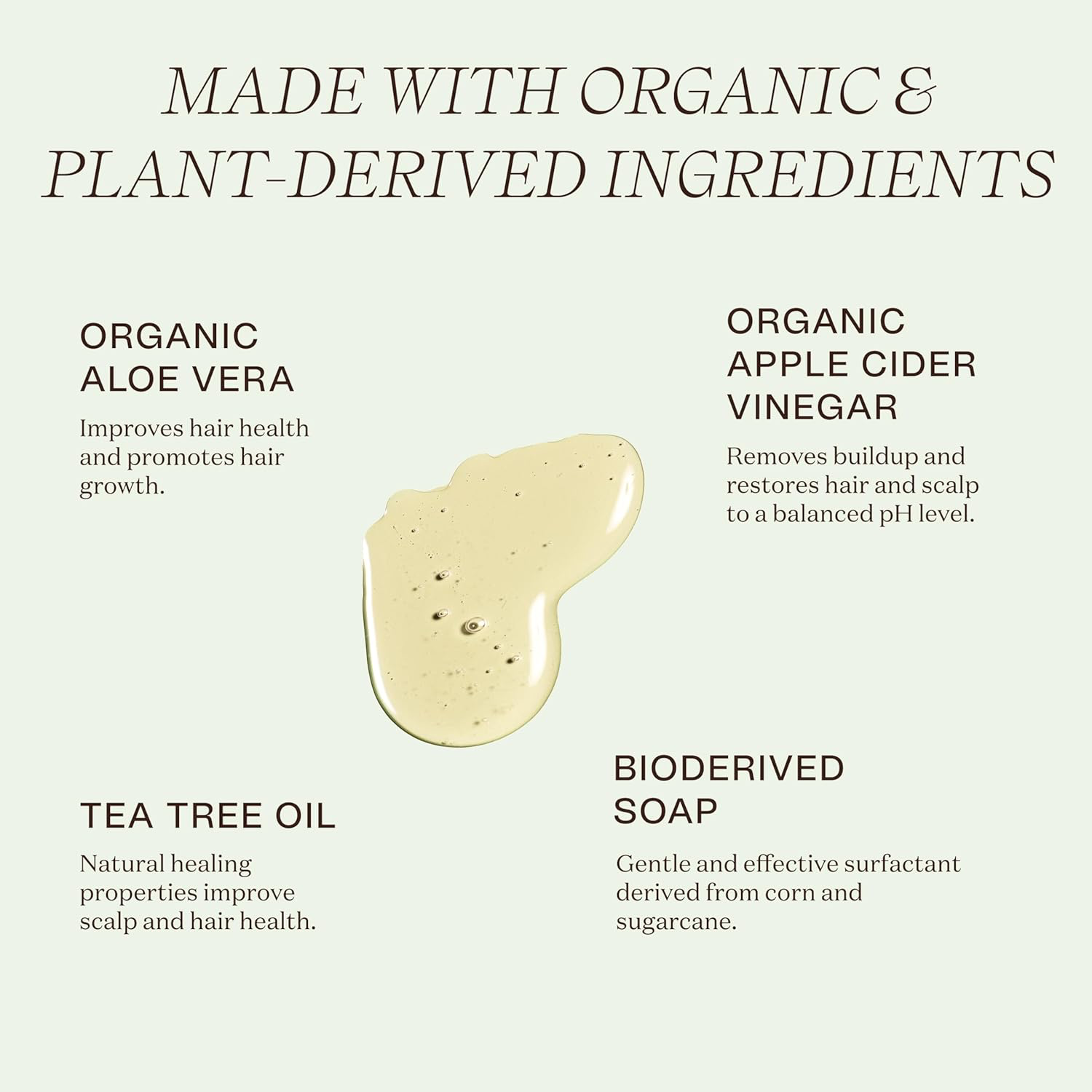 Ingreendients Natural Shampoo With Organic Ingredients - Sulfate Free, Color Safe, Non Toxic With Tea Tree Oil & Apple Cider Vinegar, Vegan, Gluten Free, pH Balanced view 2