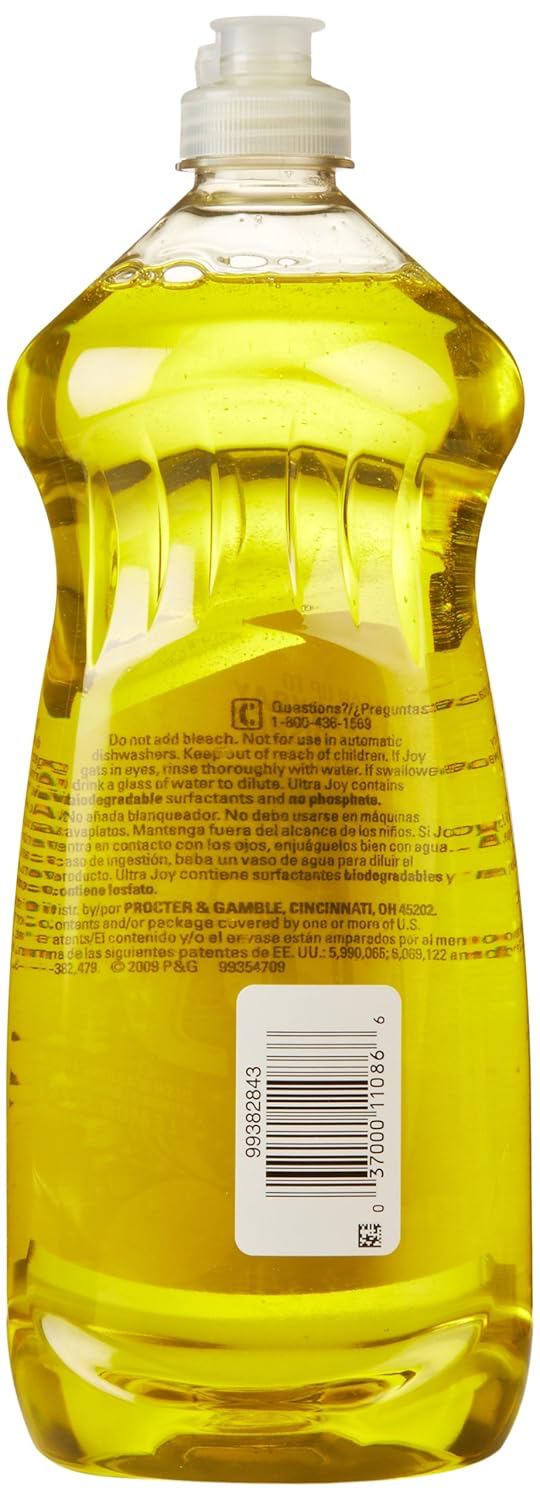 Joy Ultra Dishwashing Liquid, Lemon, 30 fl oz view 3