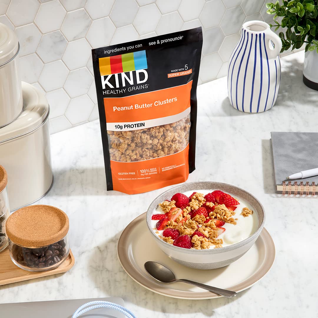 KIND Healthy Grains Granola, Variety Pack, Peanut Butter, Cinnamon Oat, Oats & Honey, Healthy Snacks, Gluten Free, 100% Whole Grains, 5-10g Protein, 11oz, 3 Count view 4