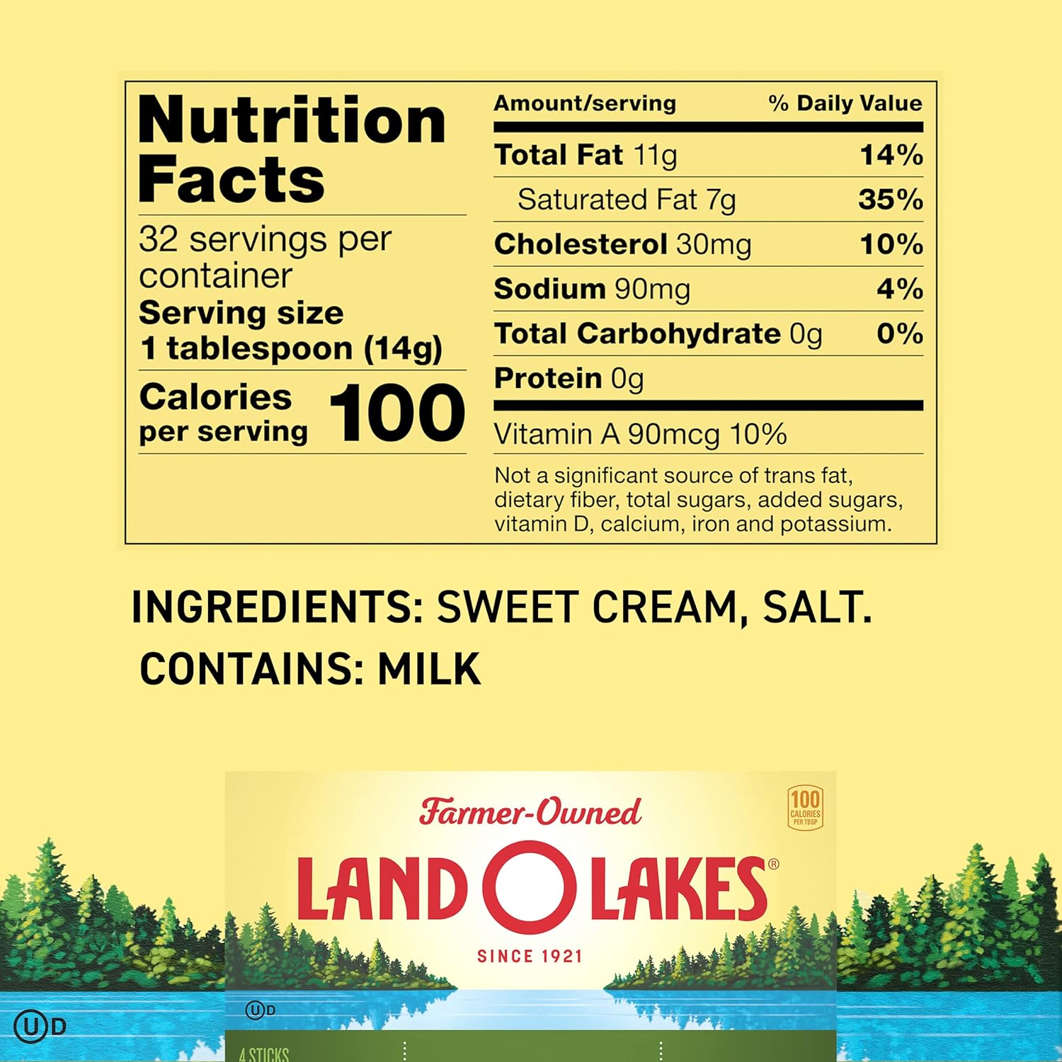 Land O Lakes Salted Butter Half Sticks, Made With Sweet Cream and Salt, 8 Half Butter Sticks, 1 lb Pack view 2