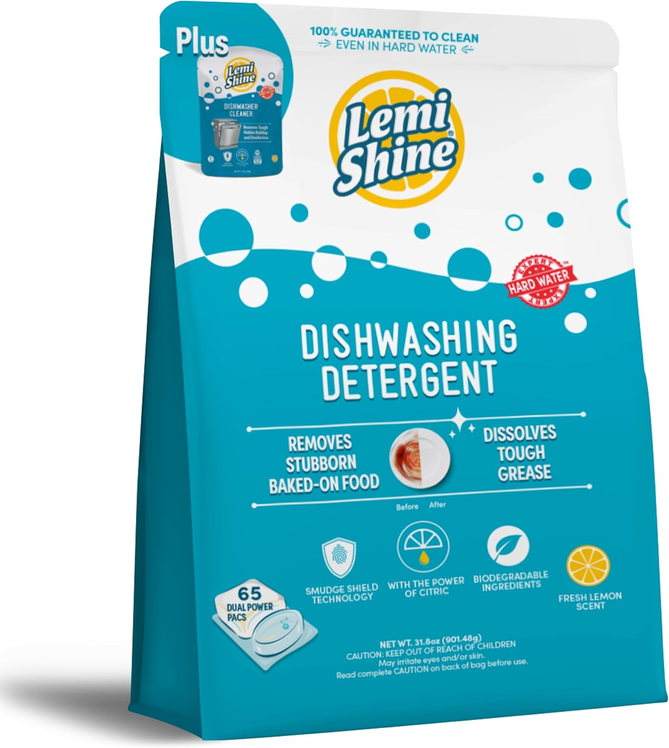 Lemi Shine Natural Dishwasher Detergent Pods, 65 Count