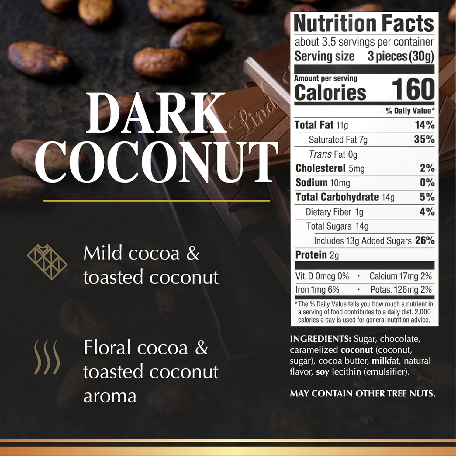 Lindt Excellence Coconut Dark Chocolate view 2