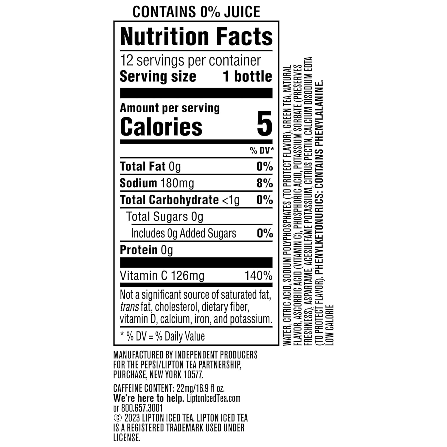 Lipton Diet Green Tea Citrus view 2