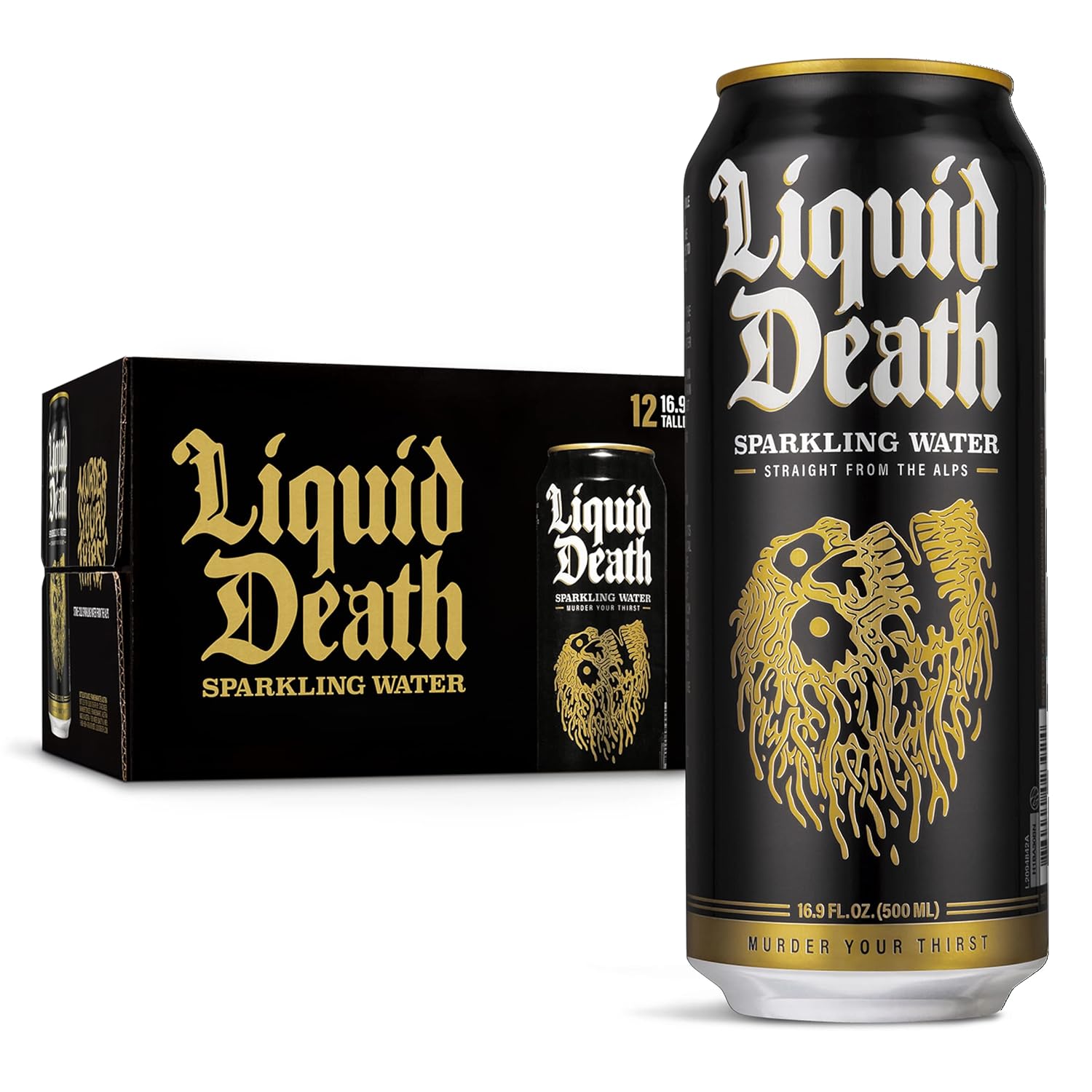 Liquid Death Sparkling Mountain Water, 16.9 oz Tallboys (Pack of 12) view 2