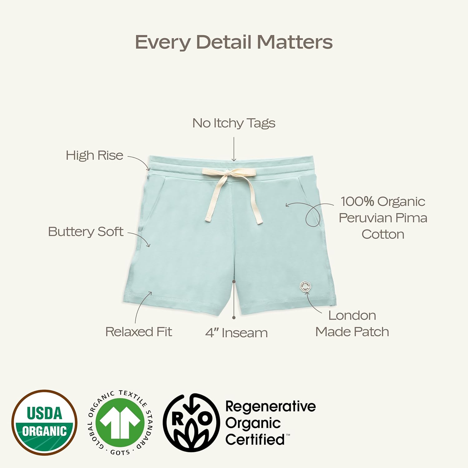 MON CHOU Organic Pima Cotton Womens Shorts view 4