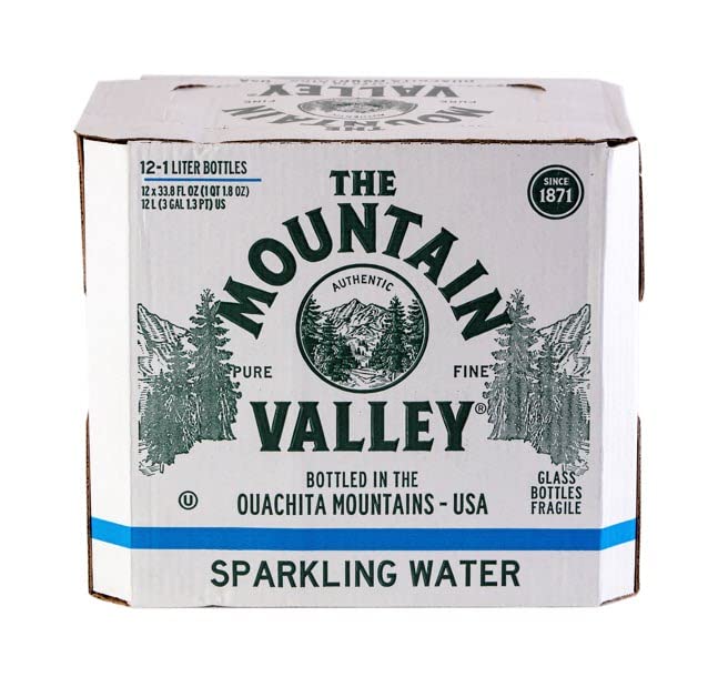 The Mountain Valley 1 Liter Sparkling Water in Glass bottle 1 Liter (Pack of 12)