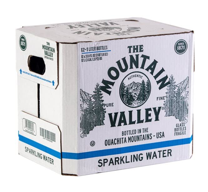 The Mountain Valley 1 Liter Sparkling Water in Glass bottle 1 Liter (Pack of 12) view 3