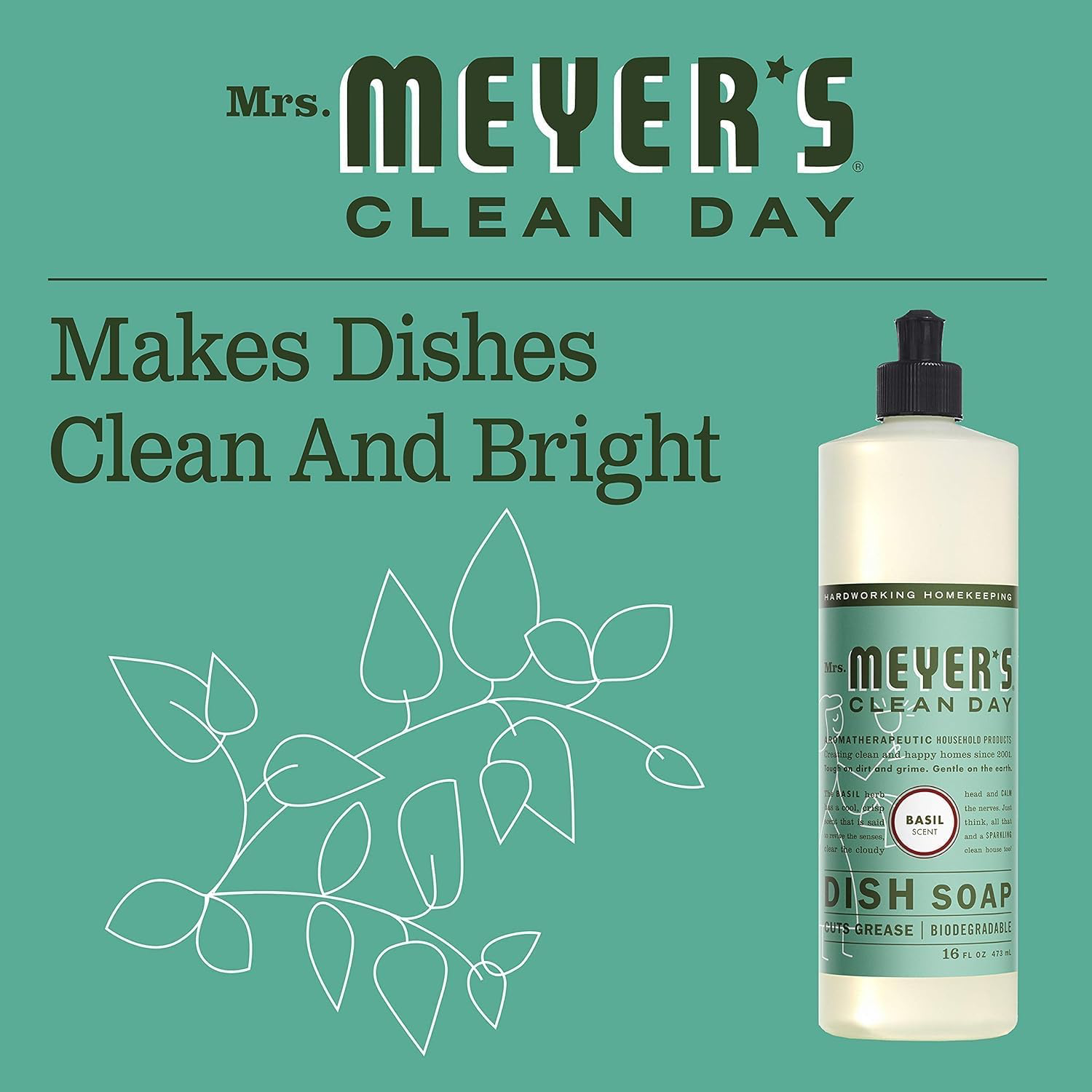 Mrs. Meyers Basil Dish Soap view 4