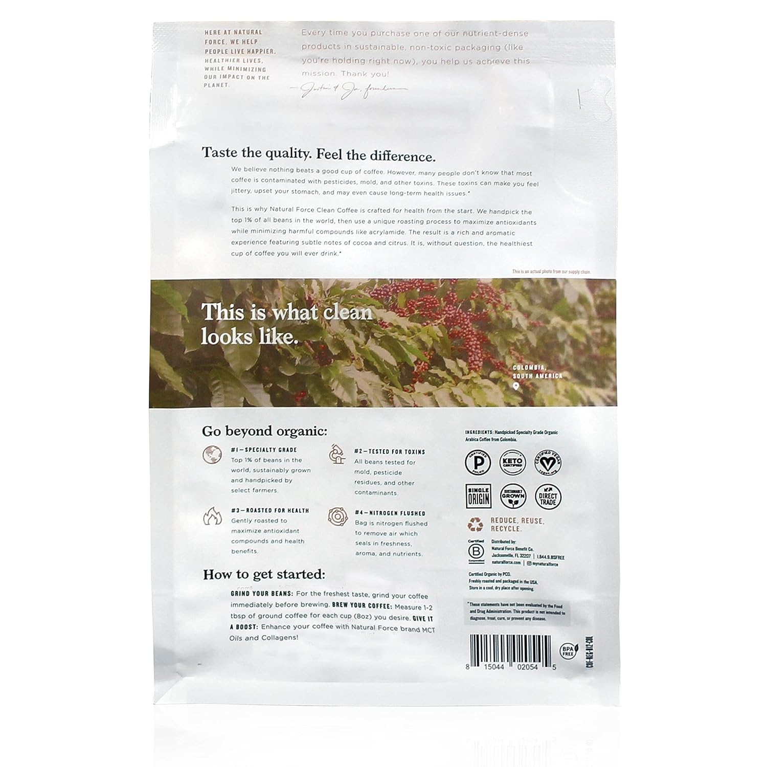 Natural Force - Organic Clean Coffee Classic, Mold & Mycotoxin Free, Lab Test... view 2