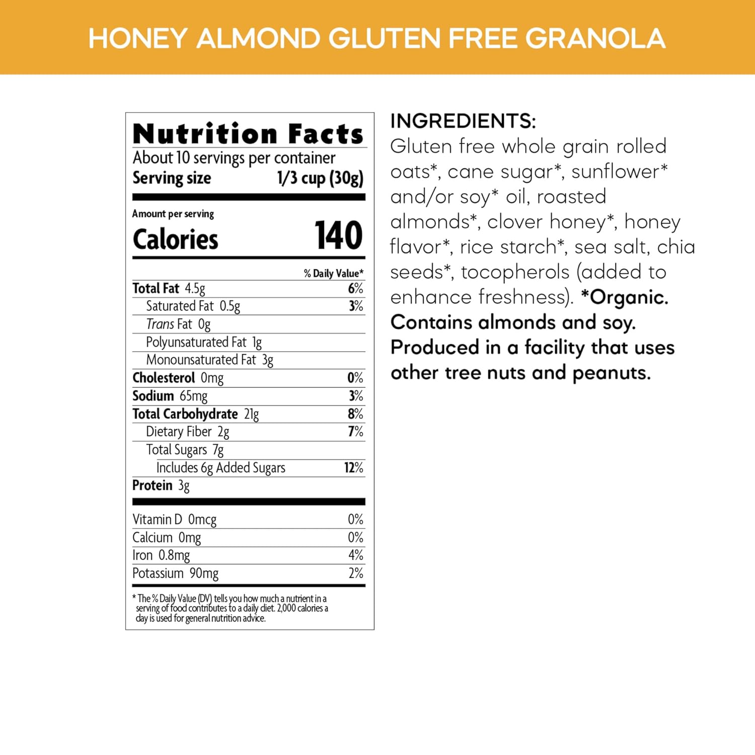 Nature's Path Organic Honey Almond Granola, 11 oz (Pack of 1), Gluten Free, Non-GMO view 3