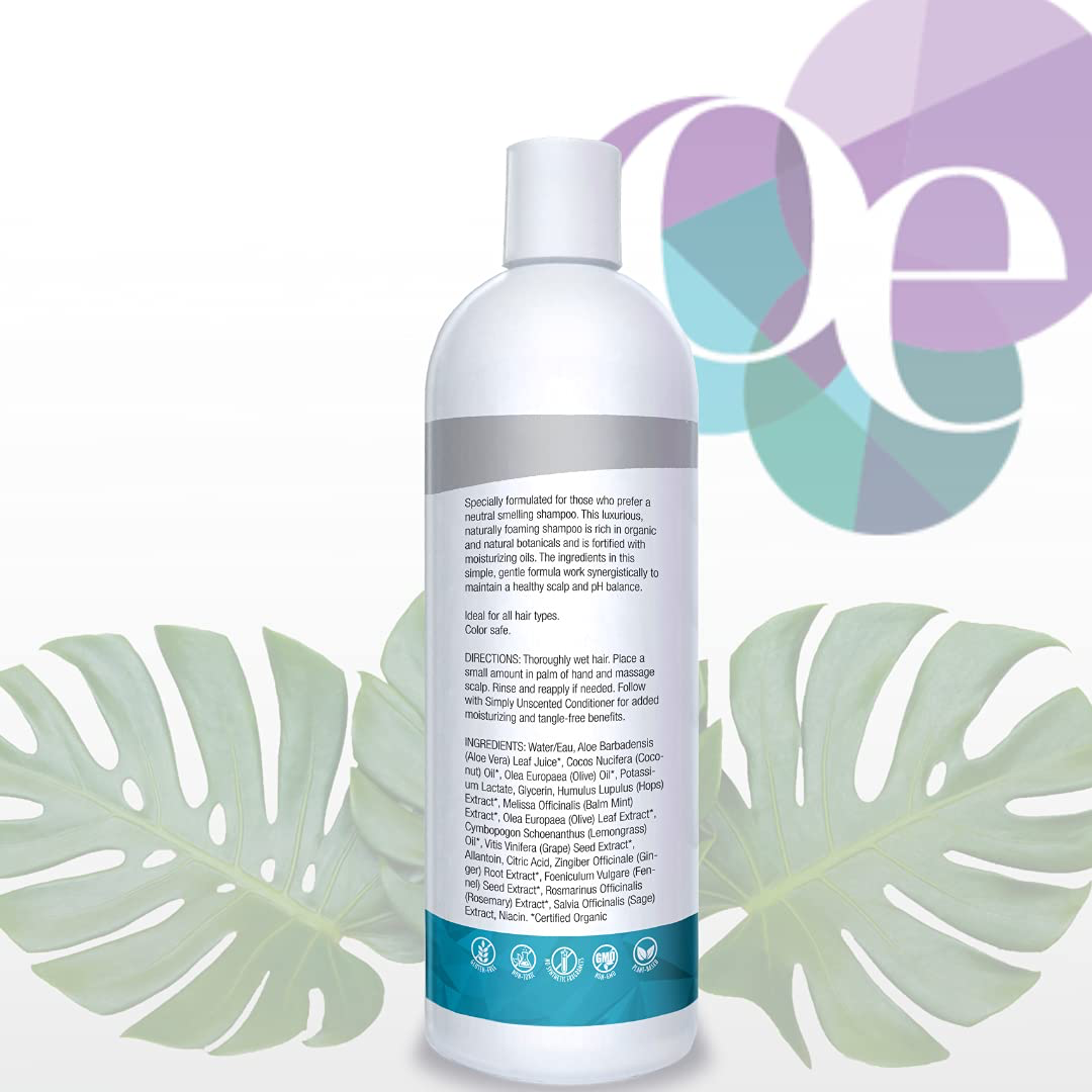 Organic Excellence All Natural Chemical-Free Shampoo | Non-Toxic, Sulfate-Free, Paraben-Free, Fragrance-Free for Men, Women, and Kids - Color-safe 16 fl oz (473 ml) view 2