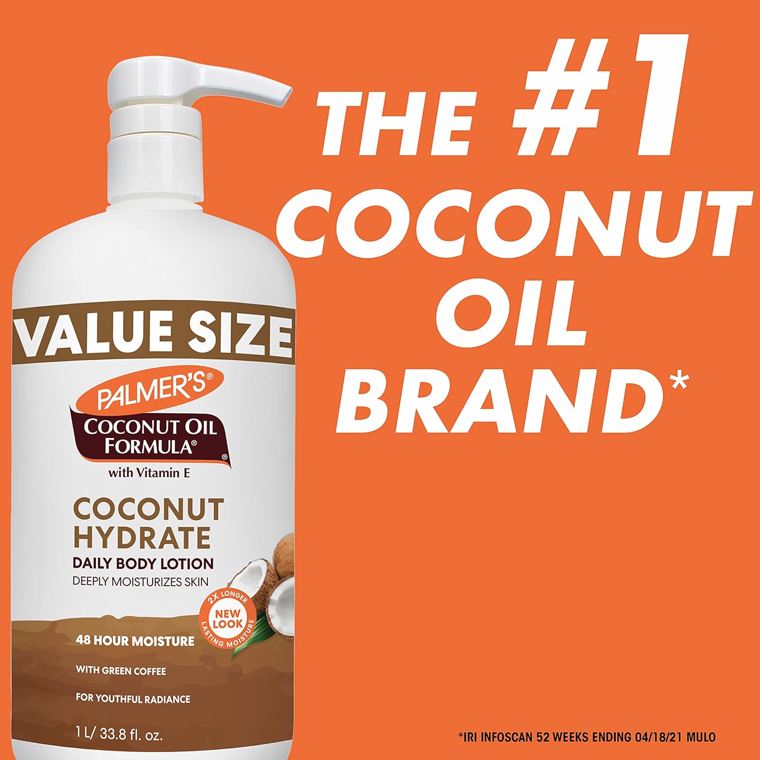 Palmer's Coconut Oil Formula Body Lotion for Dry Skin, Hand & Body Moisturizer with Green Coffee Extract & Vitamin E, Value Size Pump Bottle, 33.8 Fl Oz (Pack of 1) view 4