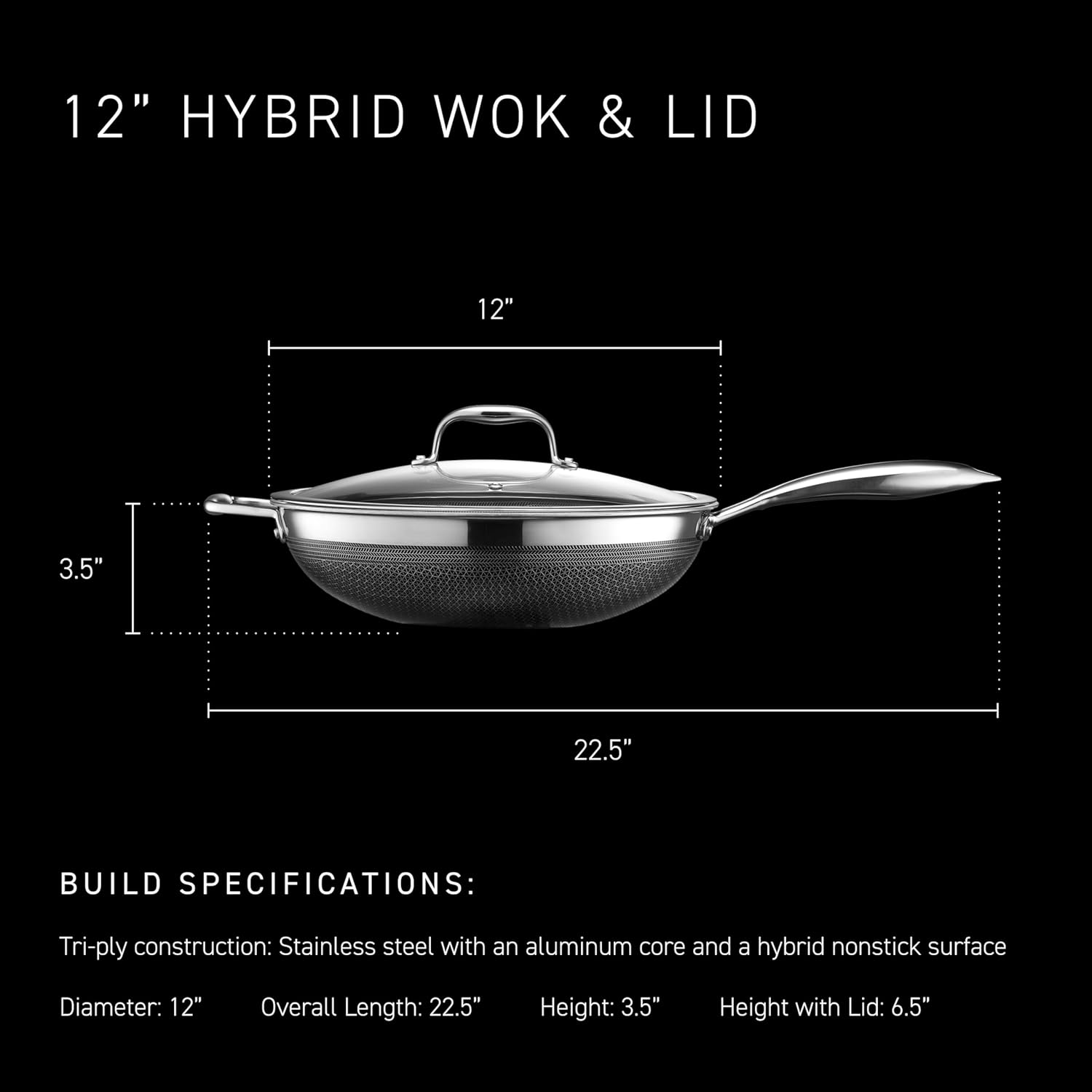 HexClad Hybrid Wok 12" view 3