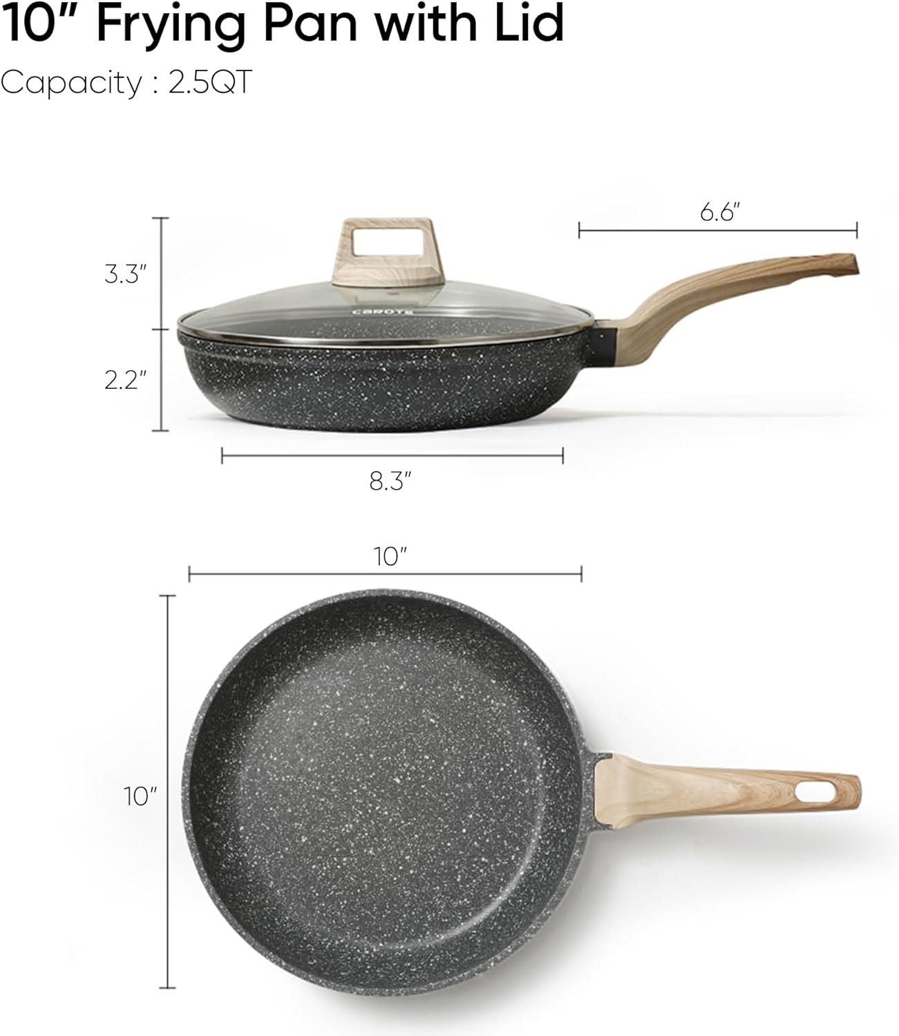 CAROTE Granite Nonstick Frying Pan - 10" view 2