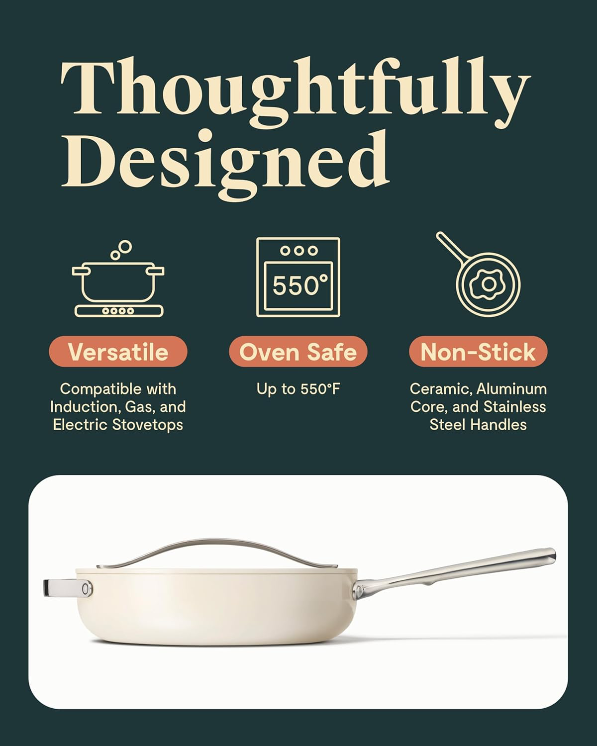 Caraway Sauté Pan with Lid - 11.8" view 3