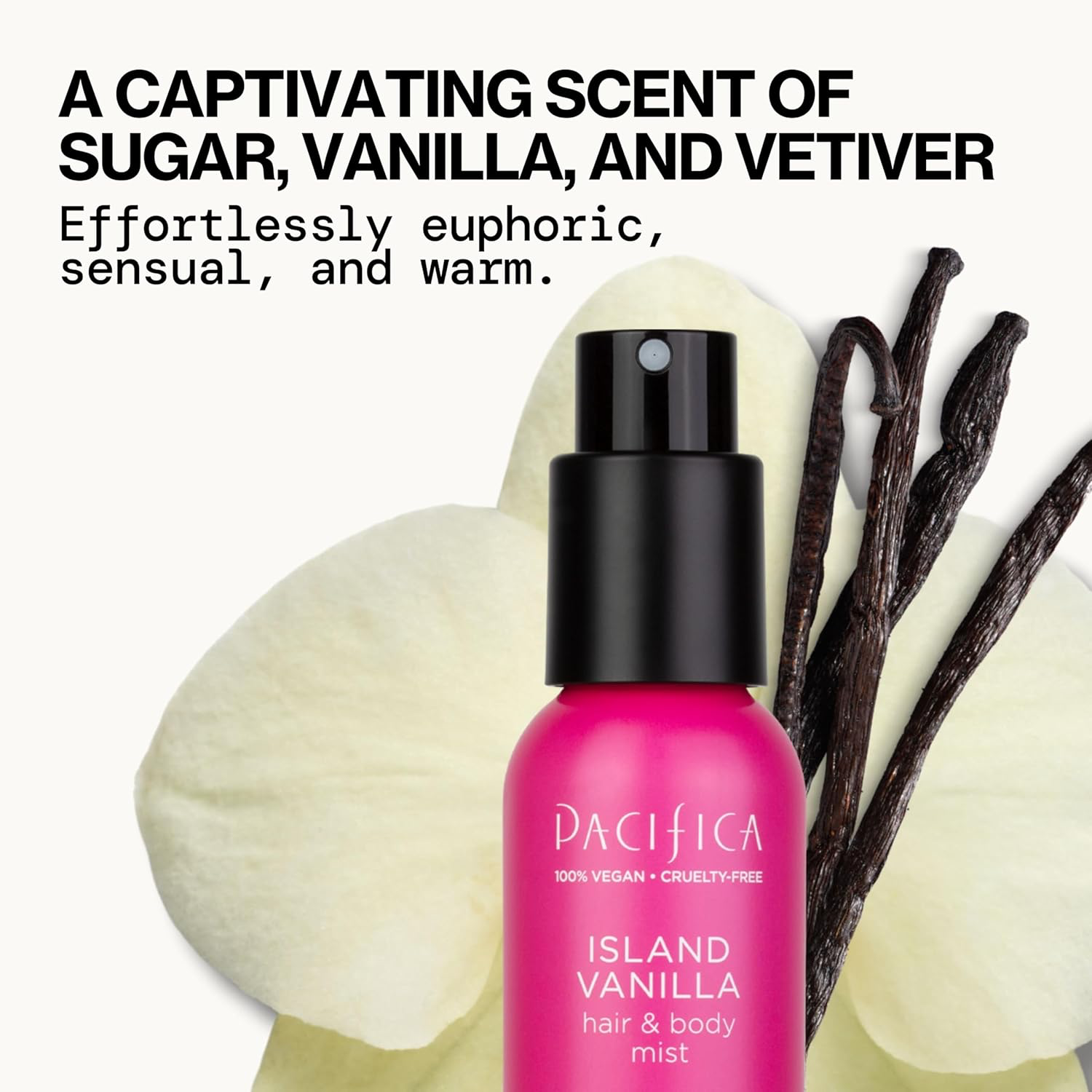 Pacifica Hair Mist Perfume & Full Body Spray for Women - Island Vanilla Body Mist Fragrance w/Sugar, Vanilla & Sandalwood Clean Beauty Alcohol-Free, Vegan & Cruelty-Free, 5 oz view 2