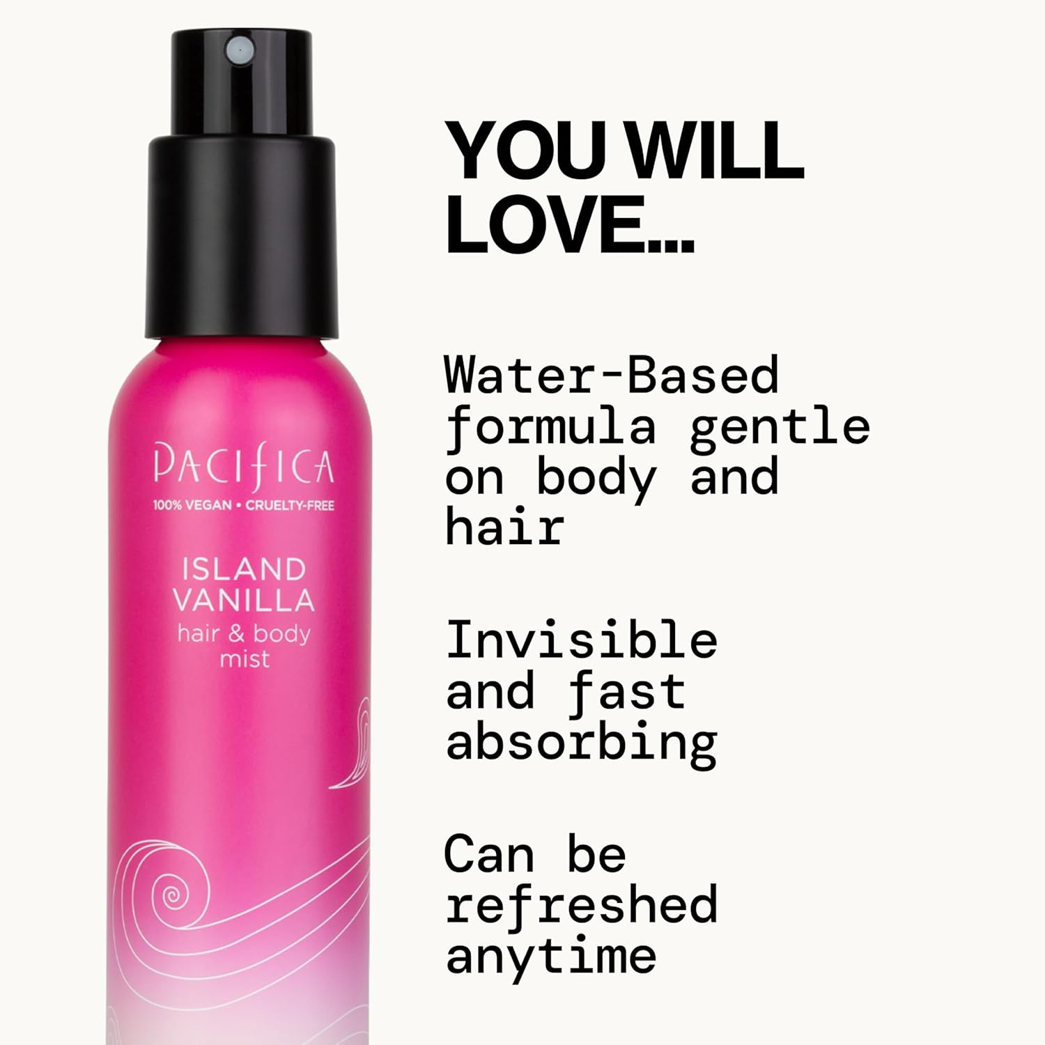 Pacifica Hair Mist Perfume & Full Body Spray for Women - Island Vanilla Body Mist Fragrance w/Sugar, Vanilla & Sandalwood Clean Beauty Alcohol-Free, Vegan & Cruelty-Free, 5 oz view 3