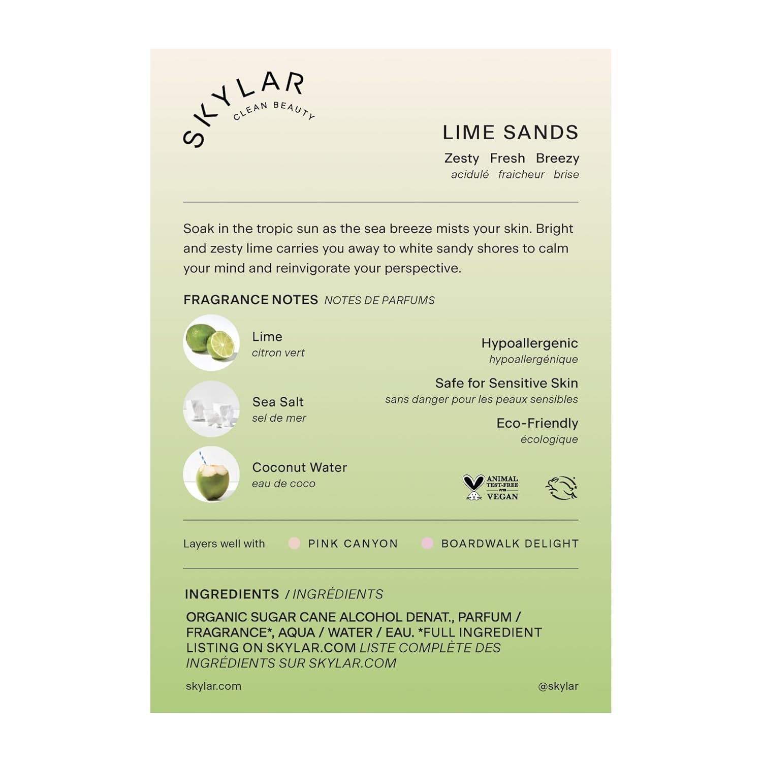 Skylar Lime Sands Eau de Parfum - Hypoallergenic & Clean Perfume for Women & Men, Vegan & Safe for Sensitive Skin - Woody Citrus Perfume with Notes of Lime, Sea Salt & Coconut Water - 50mL /1.7 Fl oz view 2