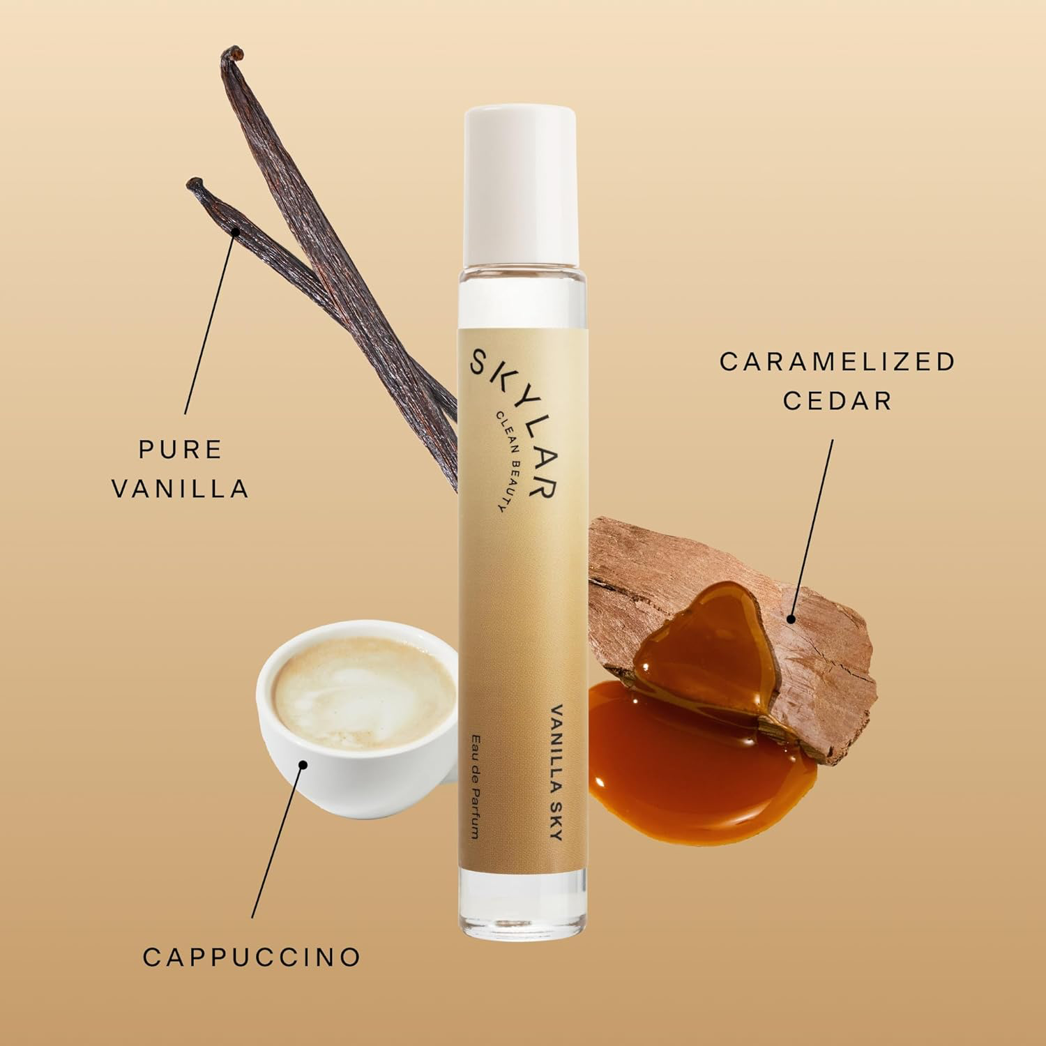 Skylar Vanilla Sky Eau de Parfum -Hypoallergenic & Clean Perfume for Women & Men, Vegan & Safe for Sensitive Skin-Notes of Cappuccino, Vanilla & Caramelized Cedar - 10mL /0.33 Fl oz view 3