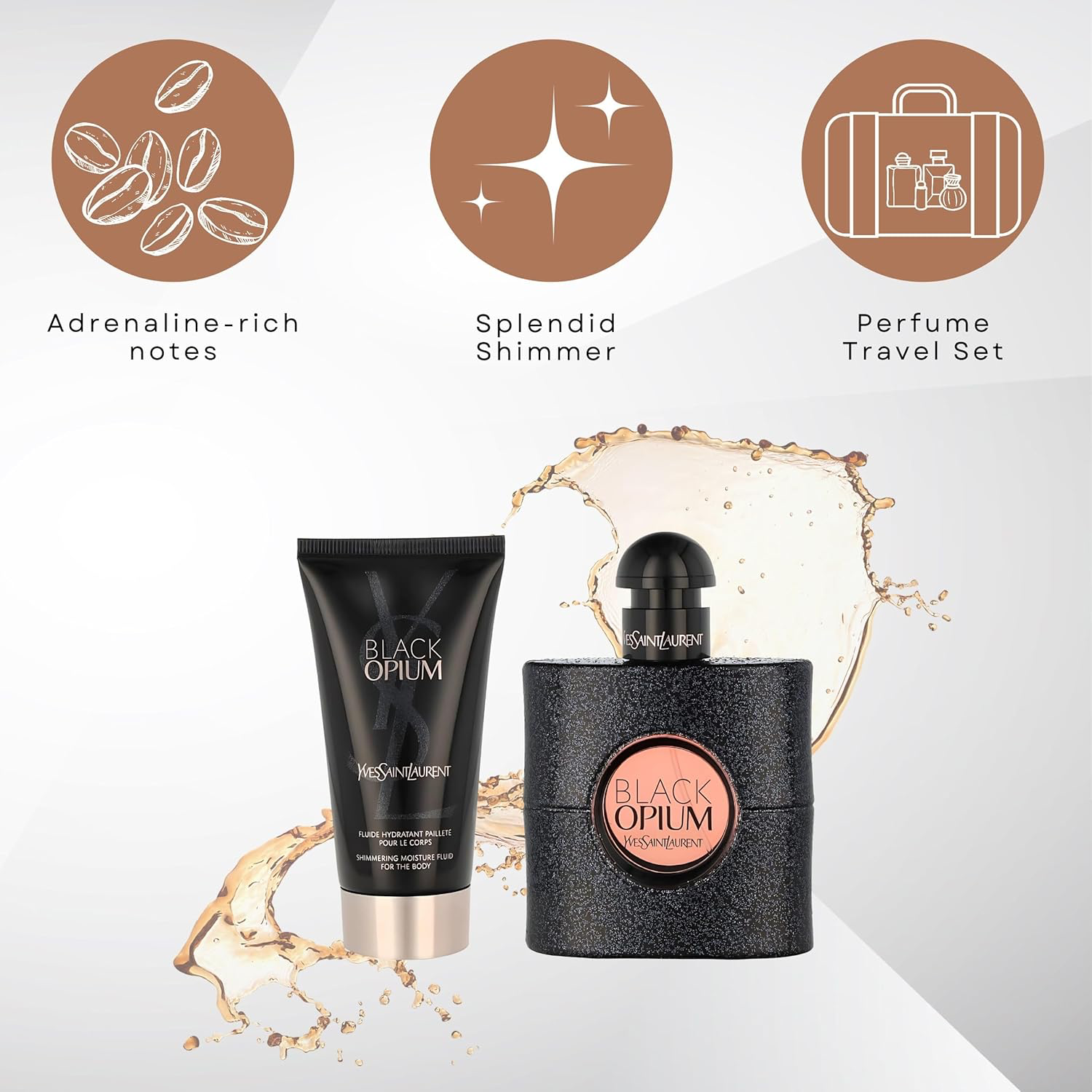 Black Opium by Yves Saint Laurent Eau de Parfum Spray 50ml & Shimmering Moisturising Fluid 50ml view 4