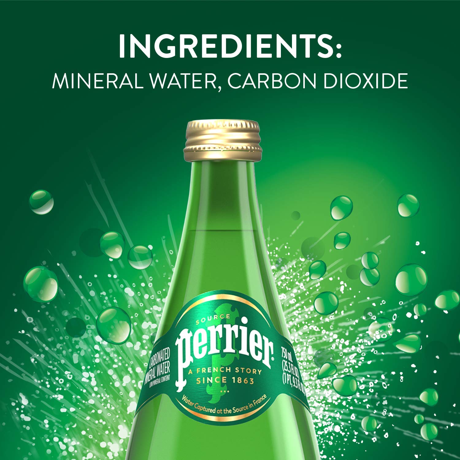 Perrier Carbonated Mineral Water, Original, 25.3 Fl Oz Glass Bottle (Pack of 6) view 4
