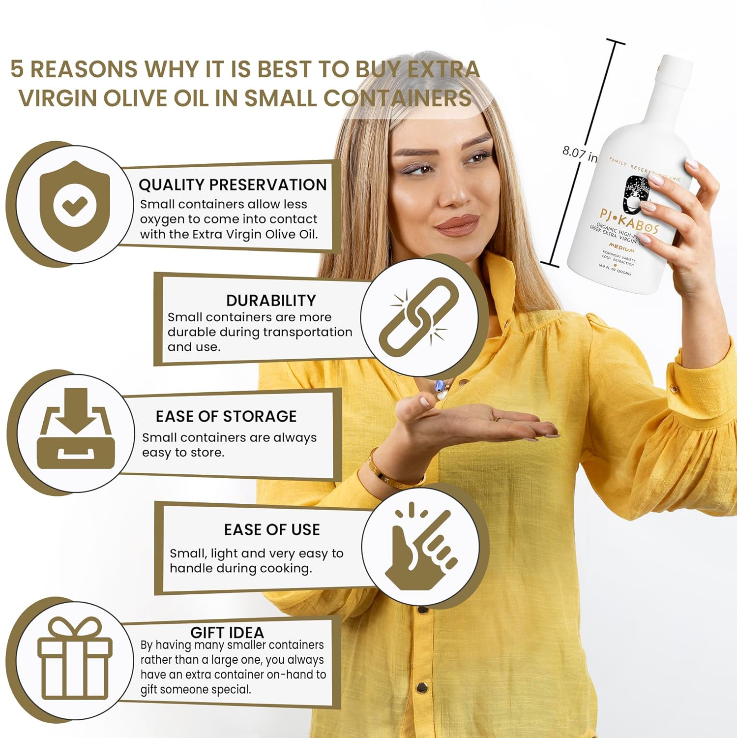 PJ KABOS Organic Greek Extra Virgin Olive Oil - Medium view 4