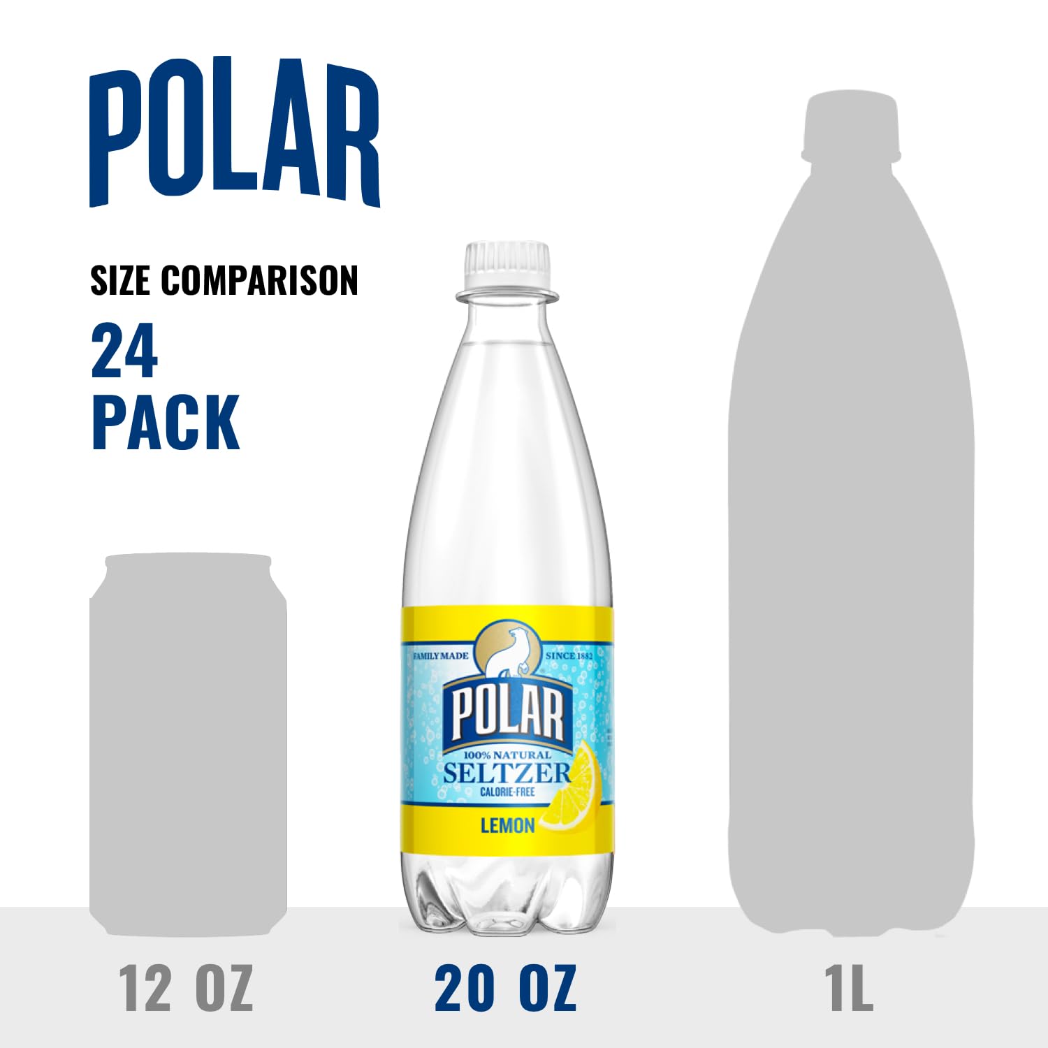 Polar Seltzer Lemon, 20 fl oz bottles (Pack of 12) view 3