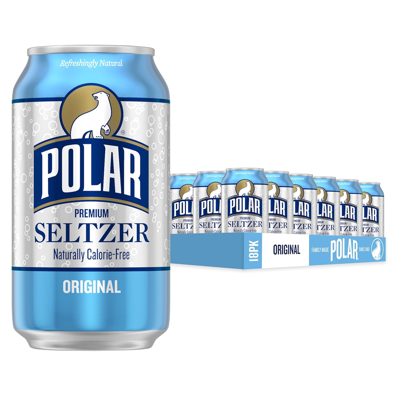 Polar Seltzer Water Original, 12 fl oz cans (Pack of 18)