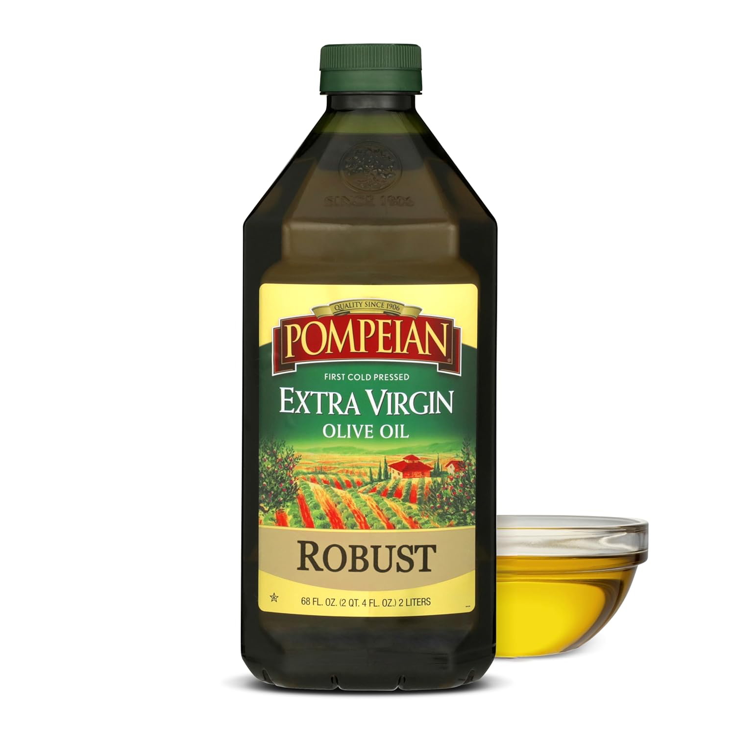 Pompeian Robust Extra Virgin Olive Oil, Contains Polyphenols, First Cold Pressed, 68 oz