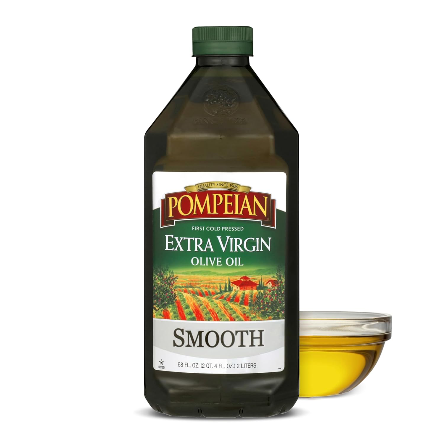 Pompeian Smooth Extra Virgin Olive Oil, Contains Polyphenols, First Cold Pressed, 68 oz