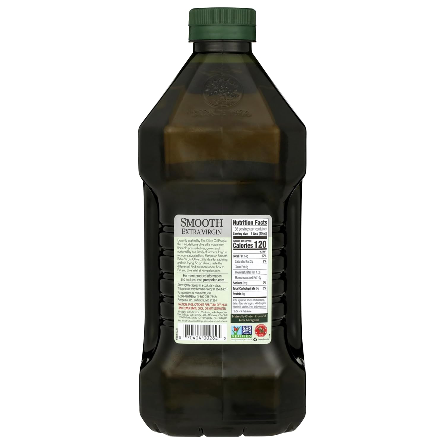 Pompeian Smooth Extra Virgin Olive Oil, Contains Polyphenols, First Cold Pressed, 68 oz view 3