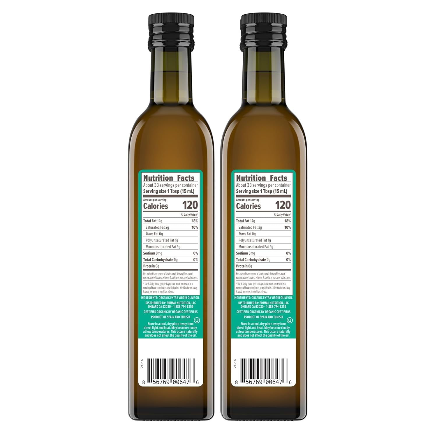Primal Kitchen Organic Extra Virgin Olive Oil, NAOOA Certified quality and purity, 16.9 Fluid oz, 2-Pack view 2