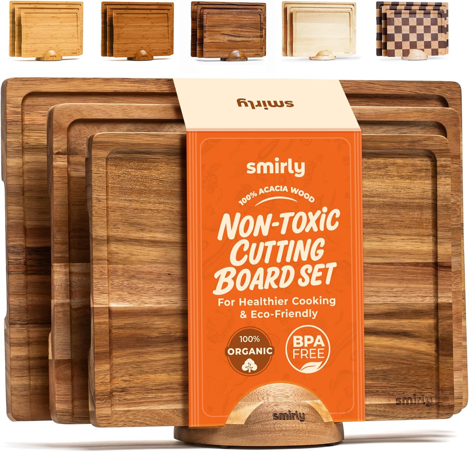SMIRLY Bamboo Cutting Board Set
