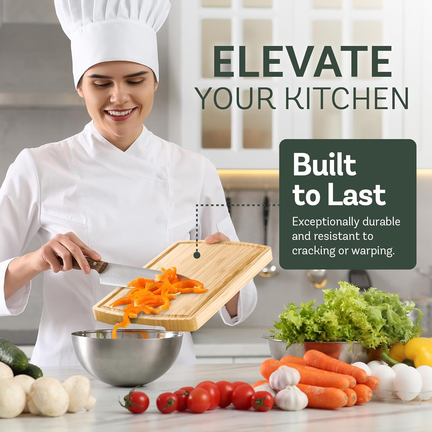 Bamboo Cutting Board with Deep Juice Groove view 2