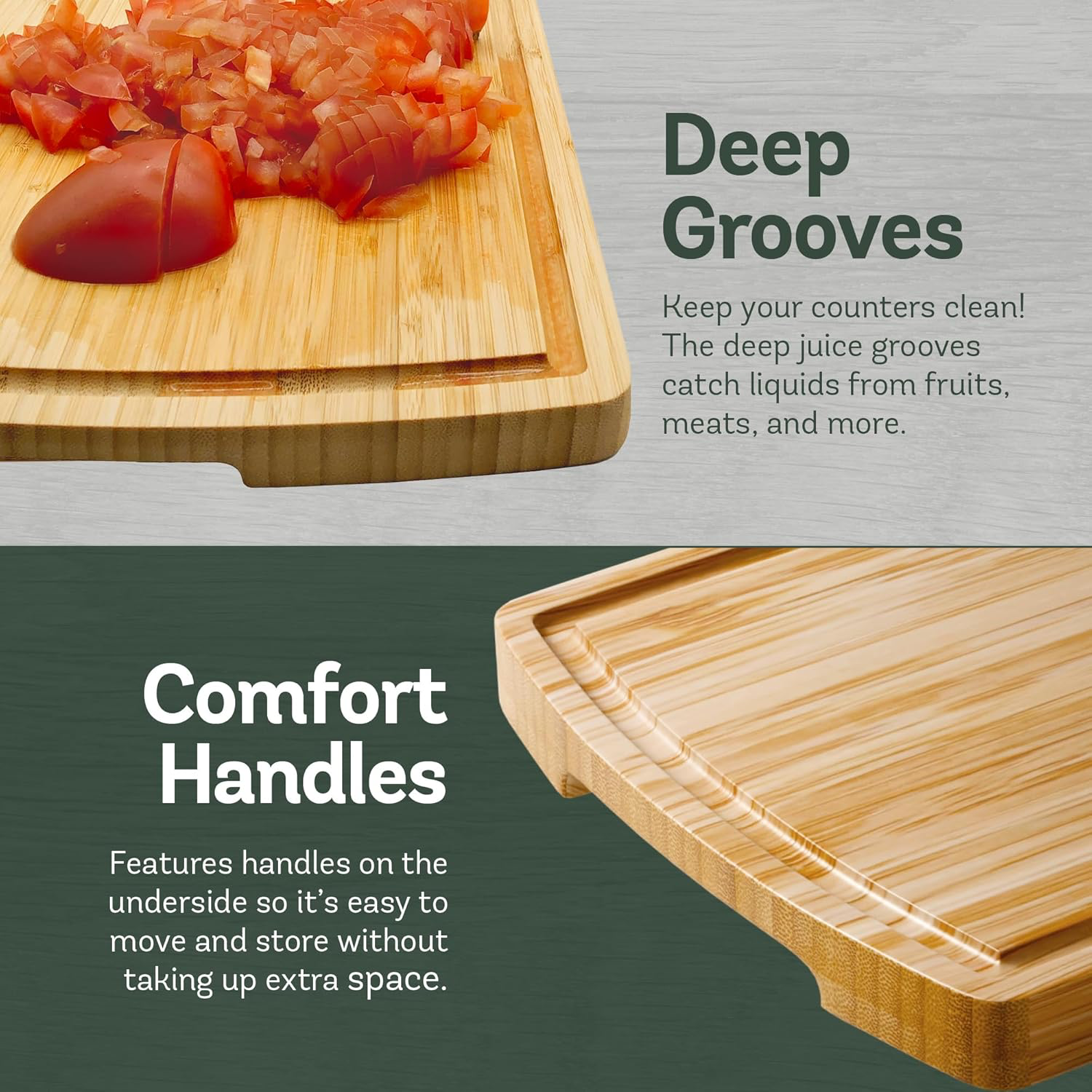 Bamboo Cutting Board with Deep Juice Groove view 3