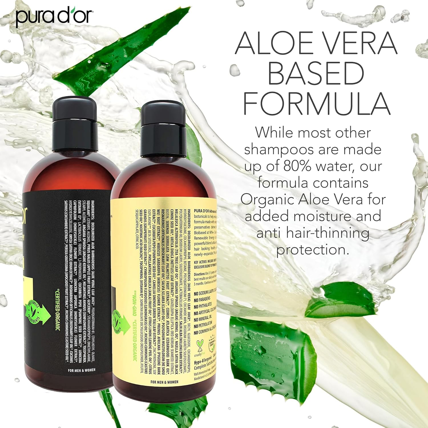 PURA D'OR Advanced Therapy Biotin Shampoo & Conditioner Hair Care Set For Hair Thinning, CLINICALLY TESTED Effective Results, Herbal Hair Thickening Products For Women & Men, 16oz x2 view 3