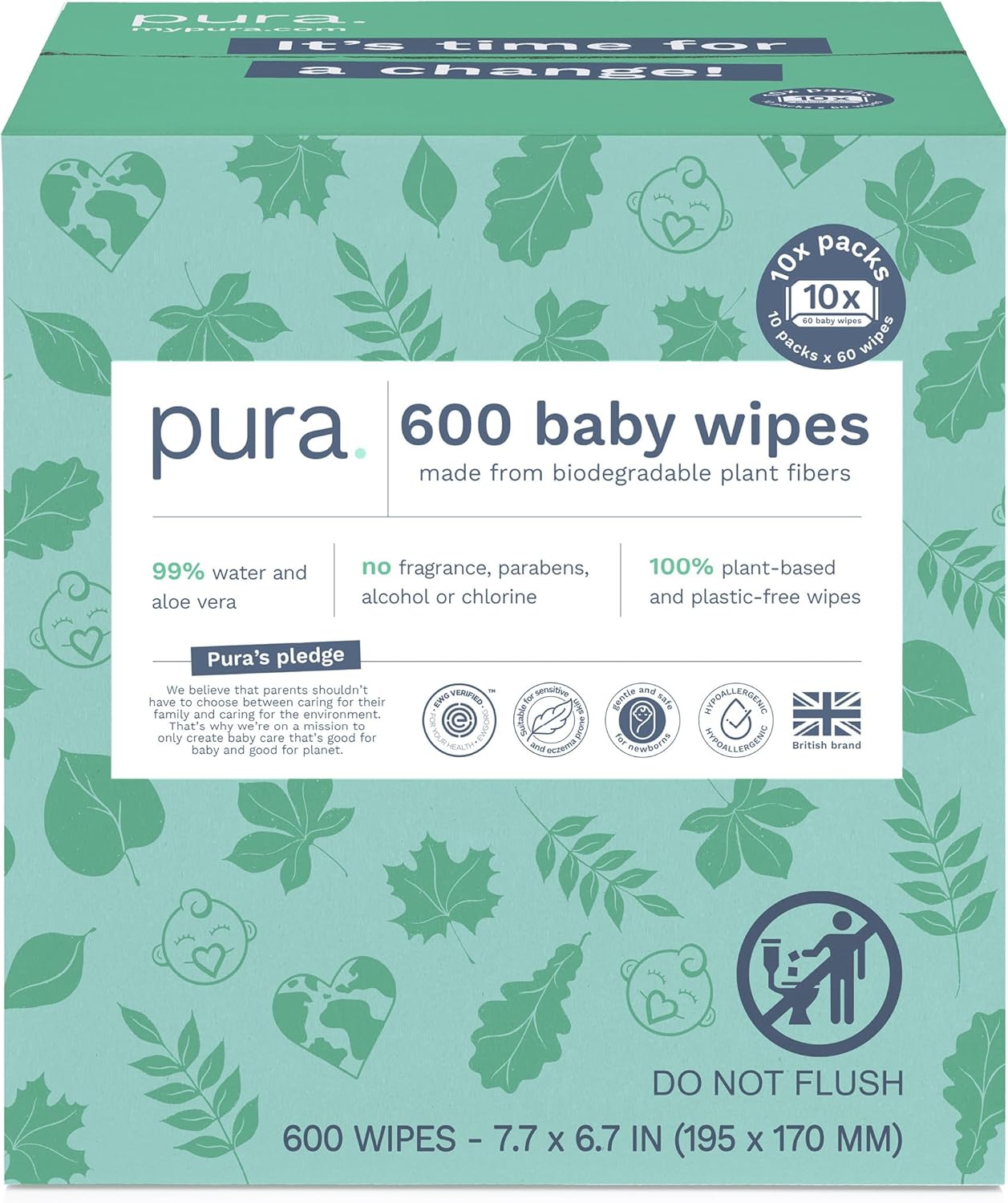 Pura Natural Sensitive Baby Wipes