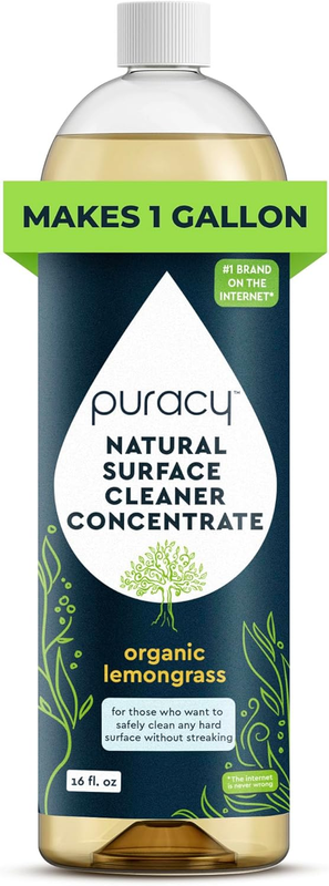 Puracy Multi-Surface Cleaner Concentrate - Plant-Powered Everyday Surface Cleaner - Natural All Purpose Cleaning Solution As Seen on TikTok (Organic Lemongrass, 16 fl oz)