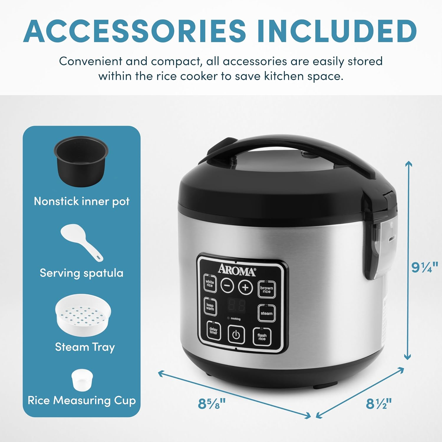 AROMA Digital Rice Cooker - 8 Cup view 3